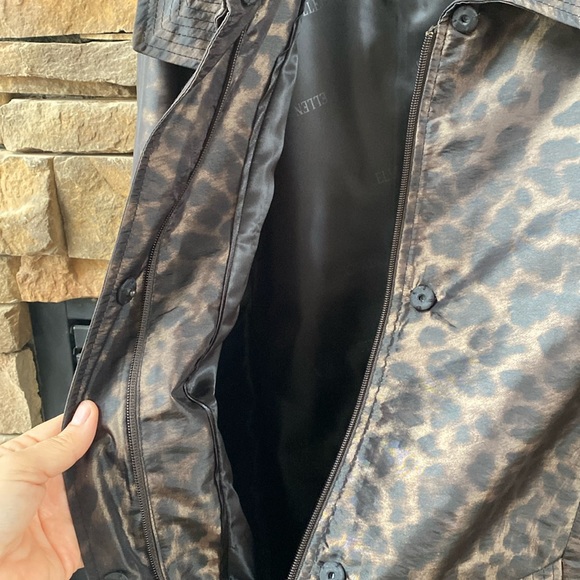 Ellen Tracy raincoat trench coat leopard black brown size Large new - Picture 3 of 6